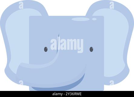 Friendly, cartoon style smiling blue elephant with a square head Stock Vector