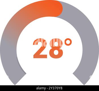 Circular progress bar showing 28 percent complete, indicating progress towards a goal Stock Vector