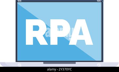Laptop showing rpa robotic process automation software on screen, concept of business process workflow Stock Vector