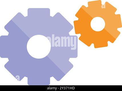 Two gears interlocking representing the concept of teamwork and collaboration Stock Vector