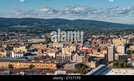 Late summer, early fall aerial, drone, photo of the Scranton Pennsylvania skyline. September 2024. Stock Photo