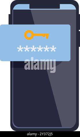 Smartphone is showing a password field with asterisks and a key icon, representing secure access and data protection Stock Vector