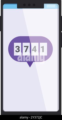 Modern smartphone displaying one time password for secure login, concept of two factor authentication Stock Vector