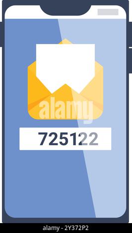 Smartphone is displaying a new email notification with a one time password Stock Vector