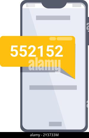 Smartphone is displaying a one time password notification, enhancing security for online transactions Stock Vector