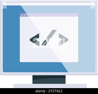 Computer monitor displaying code, representing the concept of programming languages like html, css, and javascript Stock Vector
