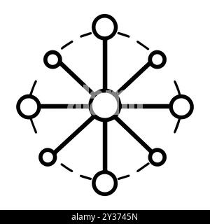network icon or modern line symbol. Vector line art and icon design with bold outline. Black and white Pixel Perfect minimalistic symbol isolated whit Stock Vector