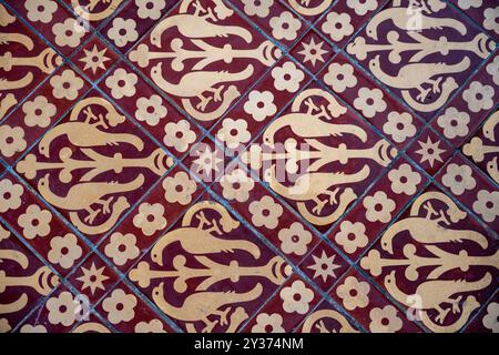 Salisbury, England - 05-28-2024: Ceramic floor tile in Salisbury Cathedral, England Stock Photo