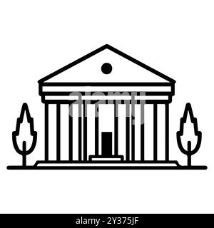 museum icon or modern line symbol. Vector line art and icon design with bold outline. Black and white Pixel Perfect minimalistic symbol isolated white Stock Vector