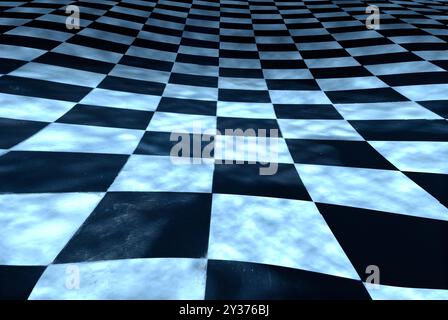 Abstract square tile background pattern, black, white and blue sky Stock Photo