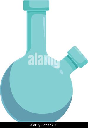 Cartoon blue bong with round bottom and narrow neck for smoking weed Stock Vector