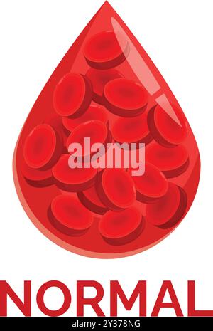 Red blood cells flowing inside a drop of blood representing healthy blood count Stock Vector