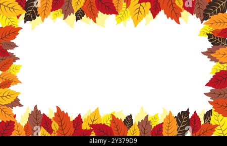 Vector isolated rectangular frame of yellow dry alder autumn leaves. Border for text and lettering. Isolated flat illustration with brown plant for de Stock Vector