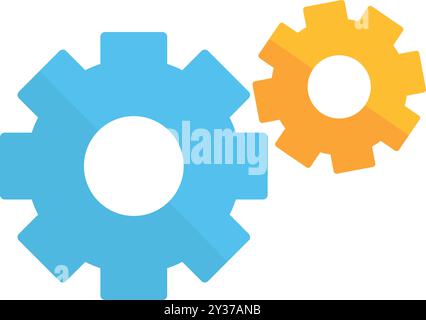 Two gears interlocking representing teamwork and illustrating a concept of partnership Stock Vector