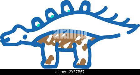 kentrosaurus dinosaur animal icon doodle illustration Stock Vector