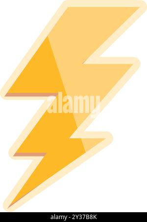 Yellow lightning bolt with a drop shadow is striking from the top left corner Stock Vector