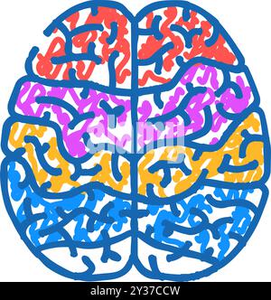 brain mapping neuroscience neurology icon color illustration Stock ...