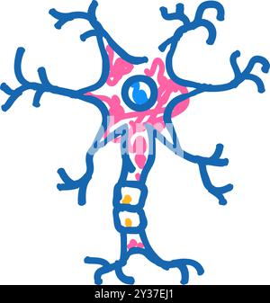Neuron hand drawn sketch vector doodle illustration Isolated on white ...