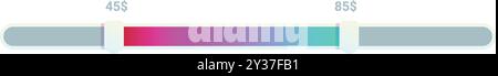 Horizontal price range slider bar with color gradient is representing value change Stock Vector