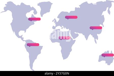 World map is displaying global business locations with pins Stock Vector