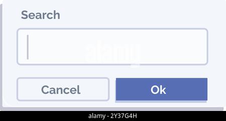 Simple search bar with text input field, showing cancel and ok buttons for user interaction Stock Vector