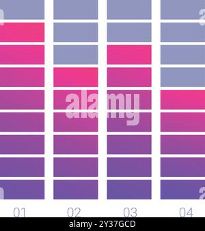 Colorful bar chart comparing four key performance indicators using a modern gradient design Stock Vector