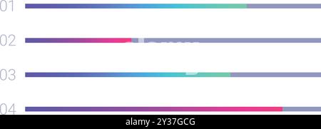 Gradient bars are indicating progress in this minimalist chart Stock Vector