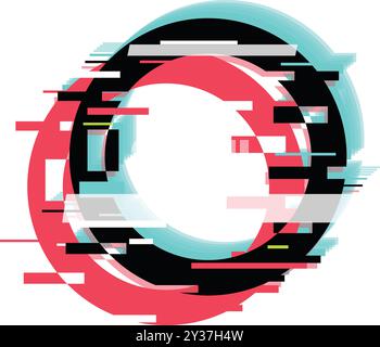 Colorful abstract shapes are overlapping, creating a glitch effect Stock Vector