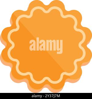 Round orange blank label with a scalloped edge is laying flat Stock Vector