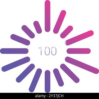 Circular loading bar is reaching 100 percent completion Stock Vector