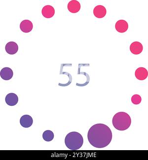 Circular loading bar is showing fifty five percent complete Stock Vector