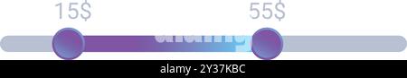 Price range slider bar with a gradient color scheme indicating an increasing price range Stock Vector