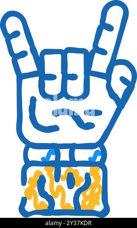 rock and roll robot hand gesture line icon vector. rock and roll robot ...