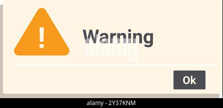 Warning popup window is displaying an important message Stock Vector
