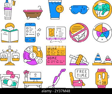 Self Care Procedure And Life Task vector seamless pattern thin line ...