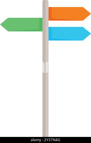 Three blank road signs are pointing in different directions on a white background Stock Vector