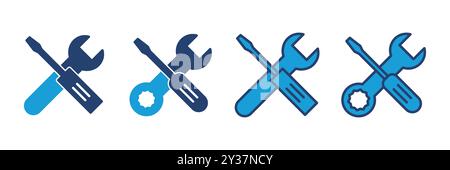 Repair tools icon vector. tool icon vector. setting icon vector. Wrench and screwdriver. support, Service Stock Vector