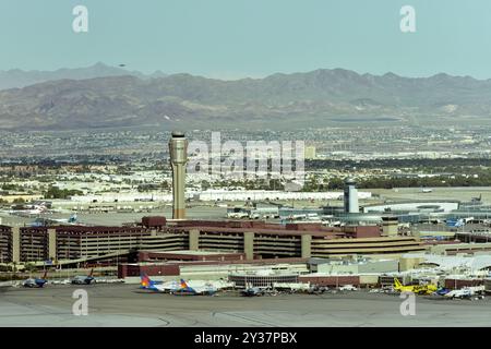 Aerial view of Las Vegas Harry Reid Airport. Stock Photo