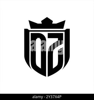 OZ Letter logo with shield shape inside shield badge crown on white background template design Stock Photo