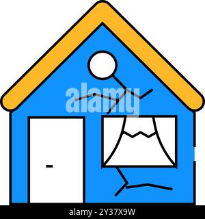 broken damaged house icon color illustration Stock Vector