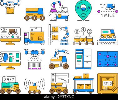 delivery autonomous robot icons set vector Stock Vector Image & Art - Alamy