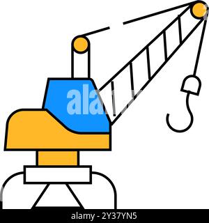 crane loader port machine color icon vector illustration Stock Vector ...