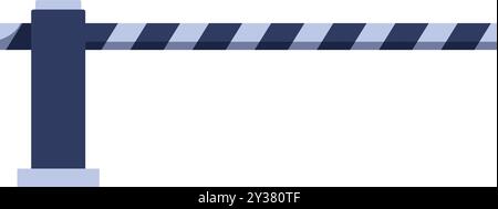 Striped security ramp arm lowering down, restricting access to unauthorized vehicles Stock Vector