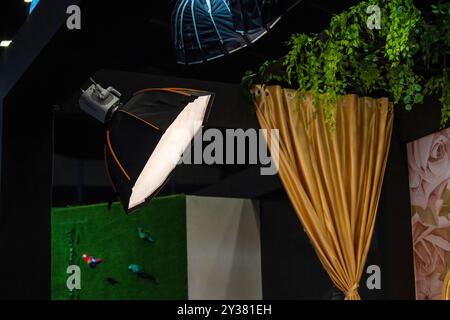 Close-up of studio strobe light in photography studio Stock Photo