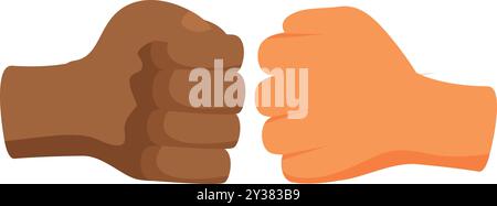 Two people bumping their fists in a gesture of greeting, respect, and solidarity Stock Vector