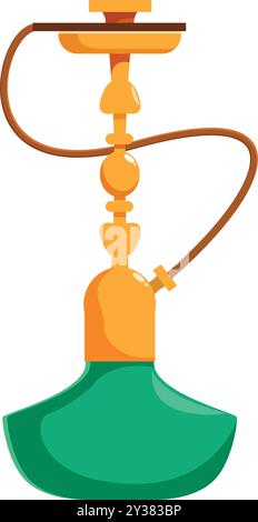 Traditional middle eastern smoking apparatus made of metal and glass is standing on white background Stock Vector