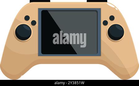 Modern portable gaming console with a large screen displaying an empty interface is waiting for the start of the game Stock Vector