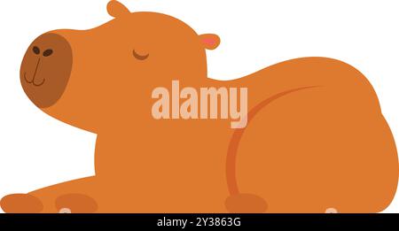 Cartoon capybara lying down and relaxing with its eyes closed Stock Vector
