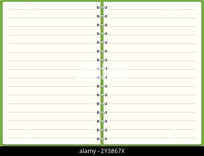 Open spiral notebook showing blank white pages isolated on white background Stock Vector