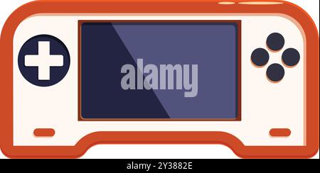 This cartoon illustration features an orange handheld gaming console, perfect for showcasing the excitement of mobile gaming Stock Vector
